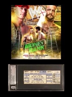 WWE 2011 Money in the Bank Chicago IL  FULL Ticket Stub Beckett BAS Graded 1/1!